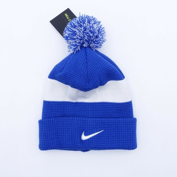 NEW Nike Unisex Adult's Authentic Removable Pom Beanie Hat DH2412-480 Blue/White - Picture 5 of 9